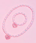 Beaded Heart Necklace and Bracelet Set