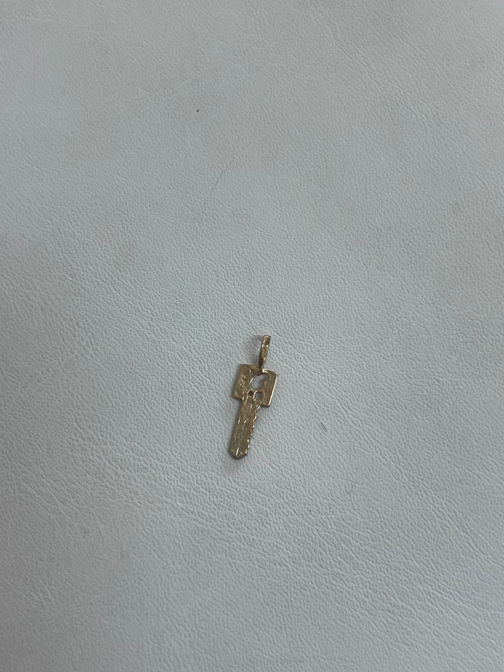 Gold Key Charm with Engraved Bunny