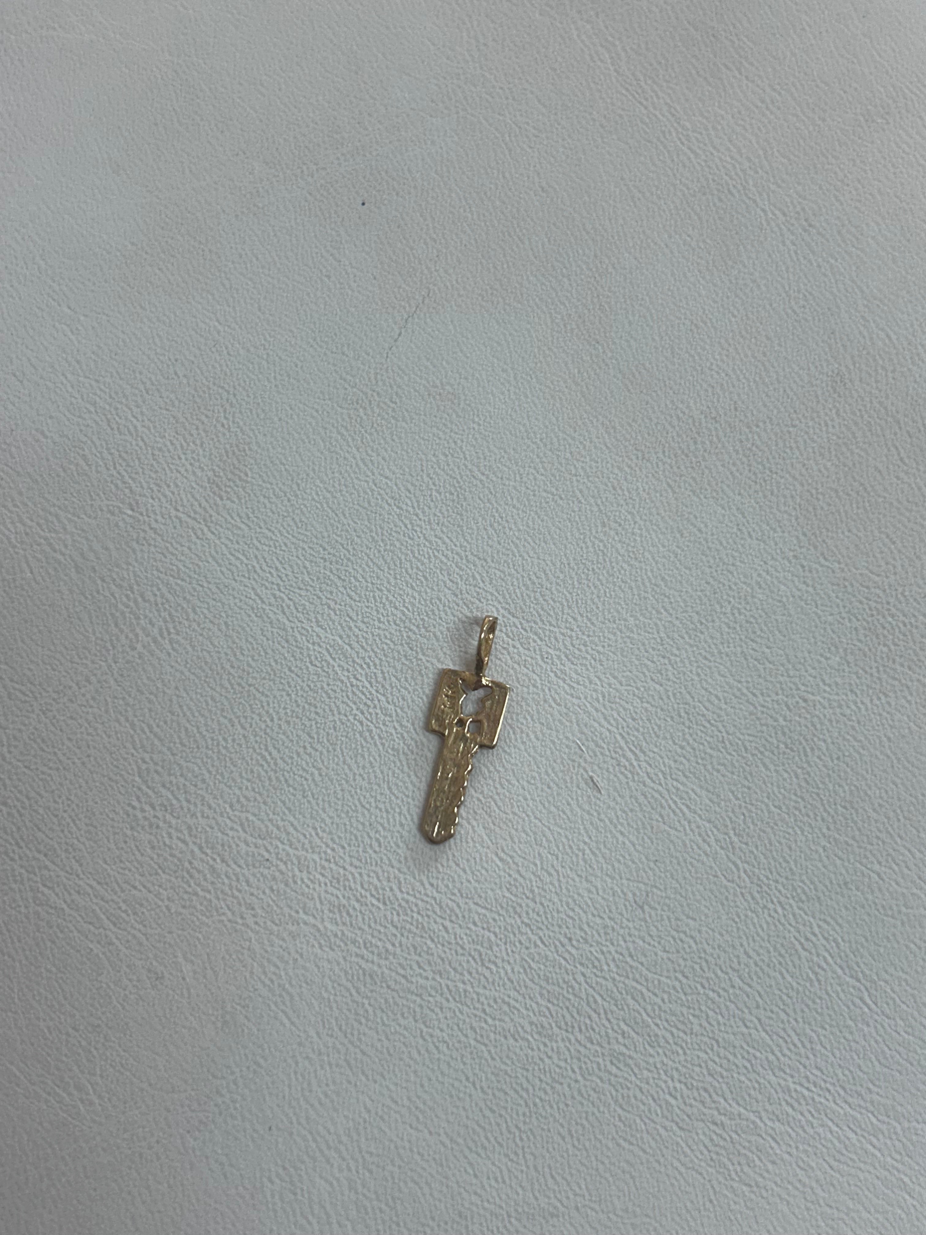 Gold Key Charm with Engraved Bunny