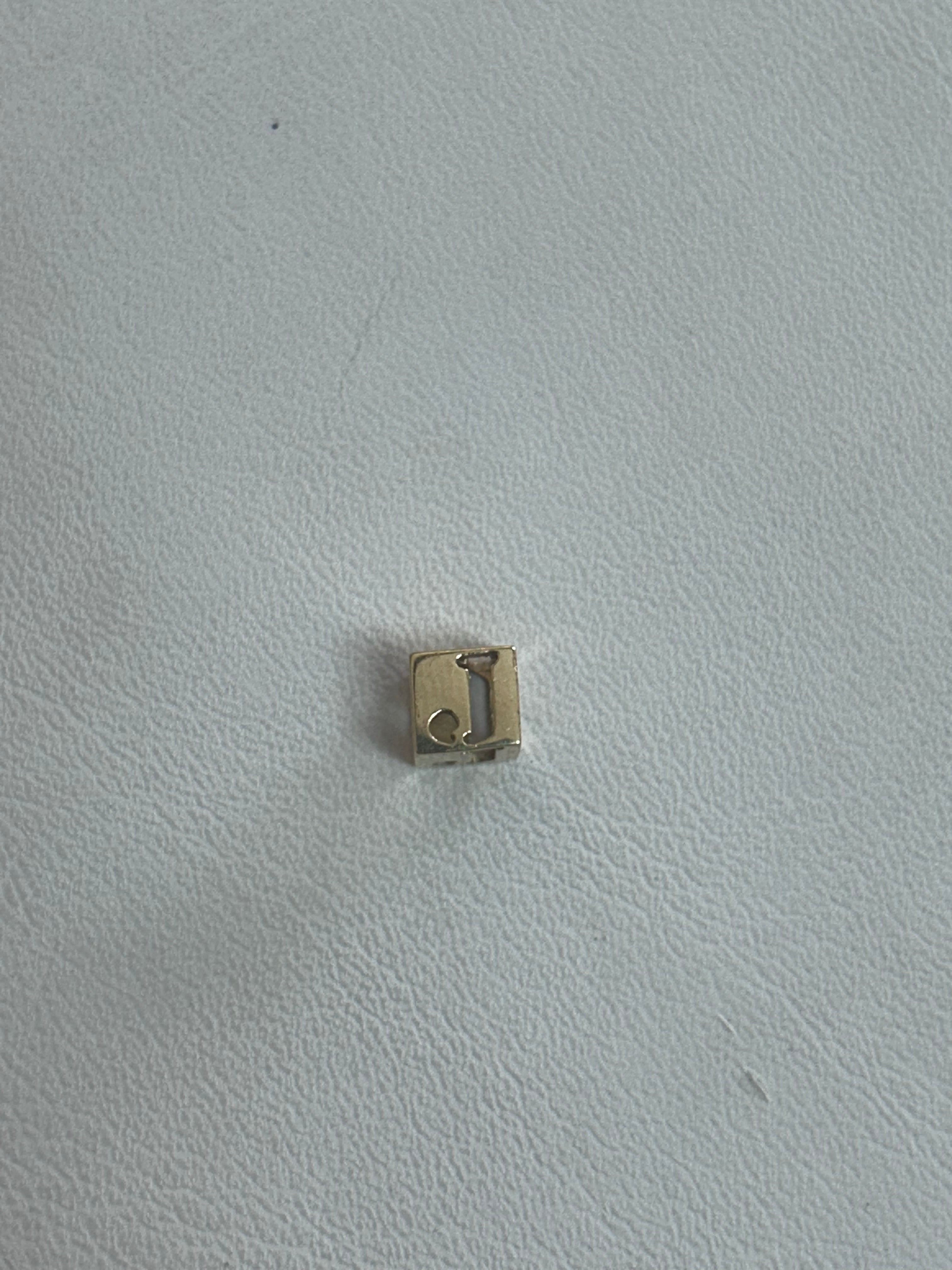 Gold Cube Letter Initial Charm