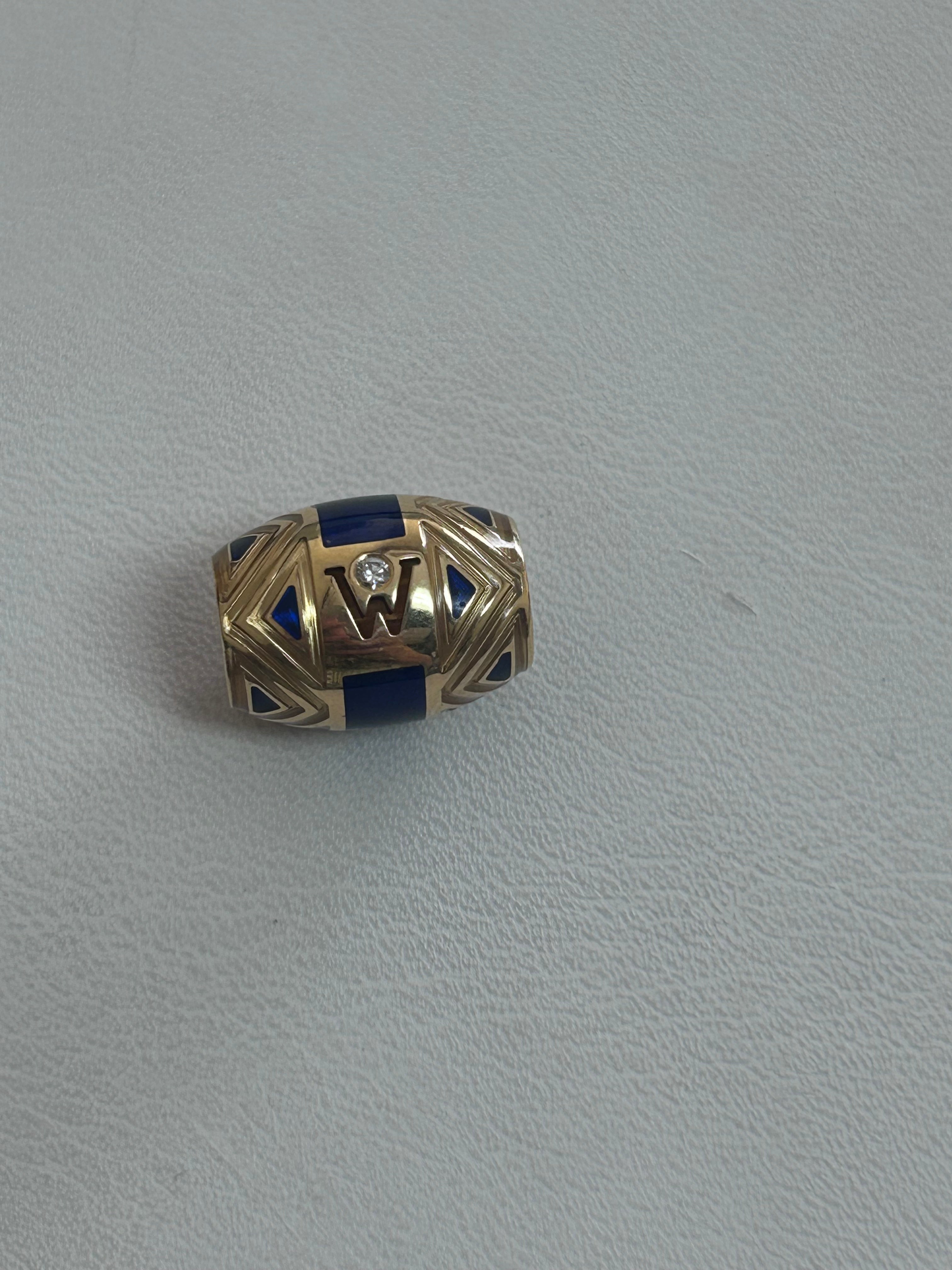 Gold and Enamel Initial Bead Charm