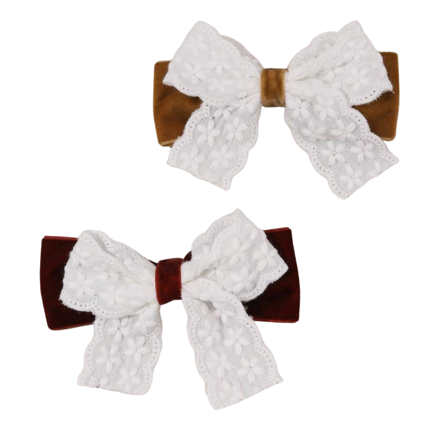 Lace Velvet Bow Barrettes