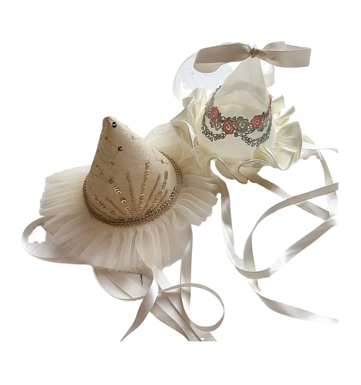 Princess Birthday Hats with Sequins and Embroidery Set