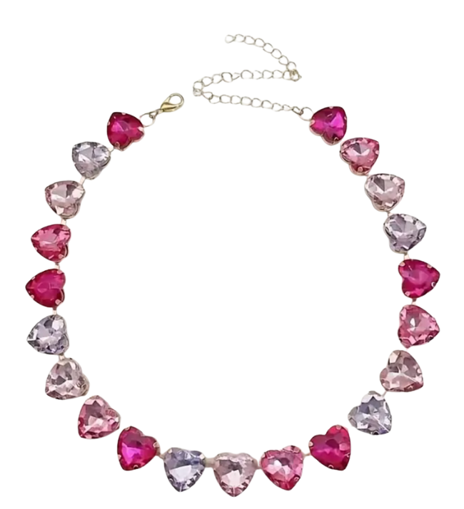 Rhinestone Eternity Heart Necklace